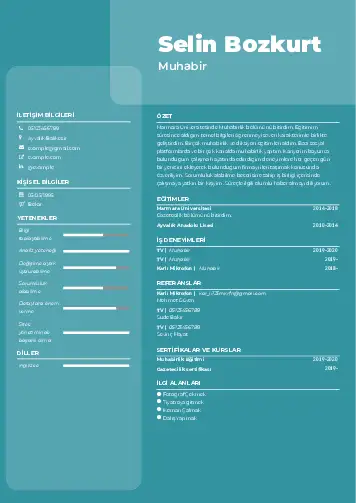 Muhabir ve Kameraman Cv Örnekleri cv indir